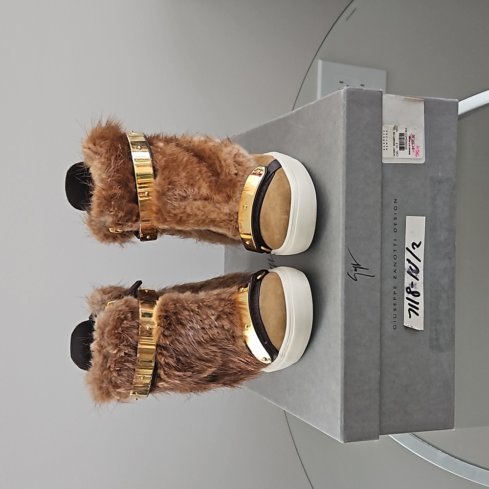 GIUSEPPE ZANOTTI WEDGE SNEAKERS WITH FUR